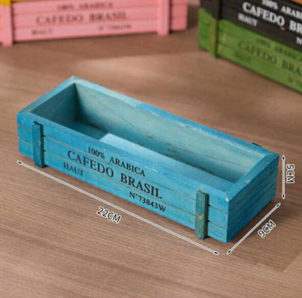 New wooden flowerpot [blue rectangular wooden box]