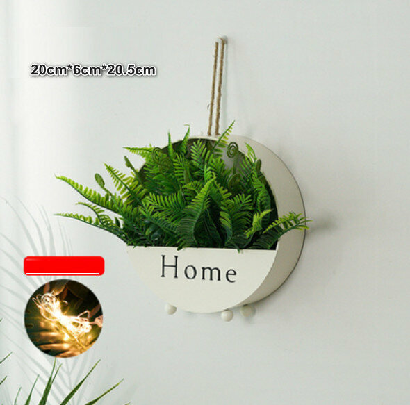New wall hanging plant flowers [white-2 bunches of fern leaves]