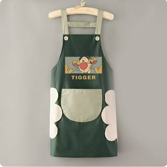 New fashionable waterproof and oil-proof apron [hand-wiping waterproof suspender TT tiger dark green with green] [Specification: 90*70CM]