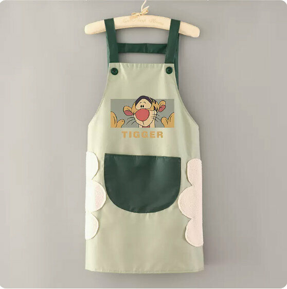 New fashionable waterproof and oil-proof apron [hand-wiping waterproof suspender TT tiger green with dark green] [Specification: 90*70CM]