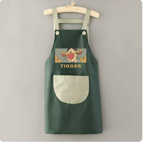 New fashionable waterproof and oil-proof apron [waterproof suspender TT tiger dark green with green] [Specification: 90*70CM]