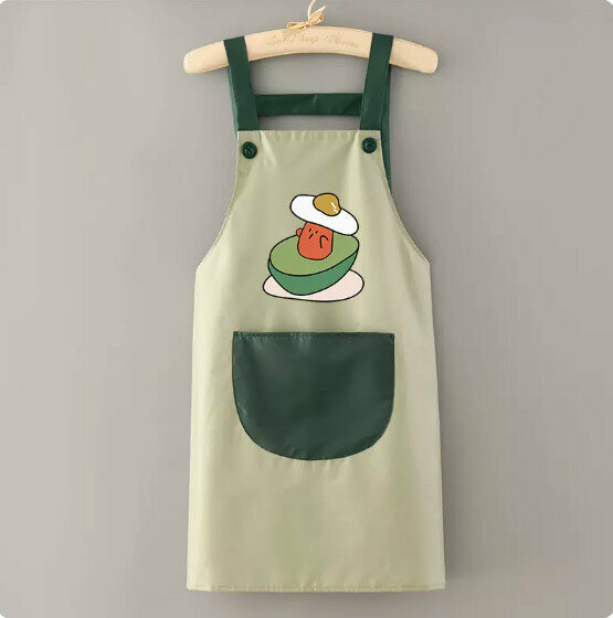 New fashionable waterproof and oil-proof apron [waterproof strap avocado green and dark green] [specification: 90*70CM]