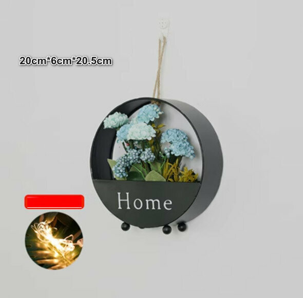 New wall hanging plant flowers [black-1 bunch of blue hydrangea]