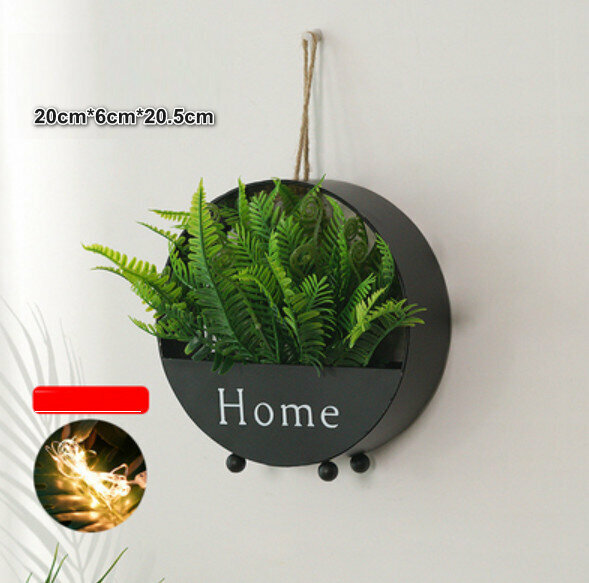New wall hanging plant flowers [black-2 bunches of fern leaves]