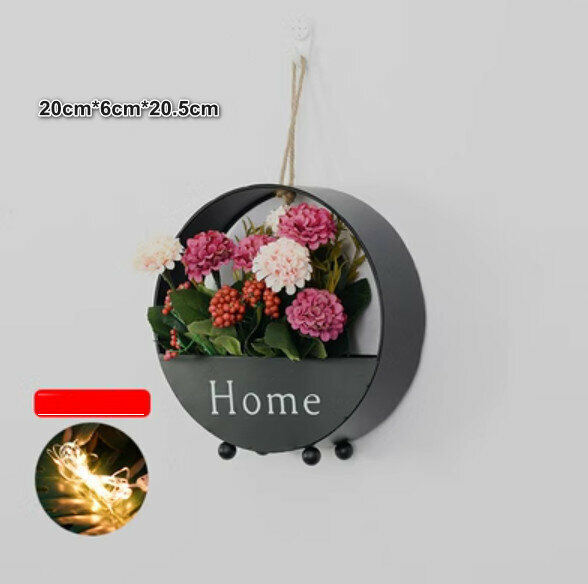New wall hanging plant flowers [black-1 bunch of red hydrangea]