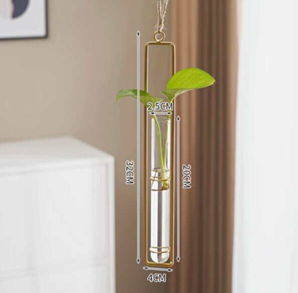 新款水培玻璃花瓶【金色試管-大號】