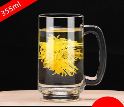 新款（4只）帶把手玻璃水杯茶杯啤酒杯(規格:355ML（加厚）海特杯 開水直入）