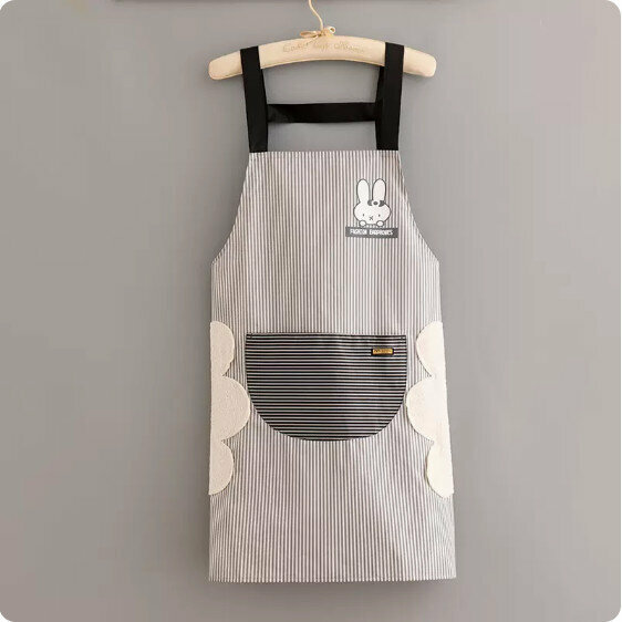 New apron [hand-wiping round pocket thin strips FAS rabbit straps gray] [Specification: 70*70CM]