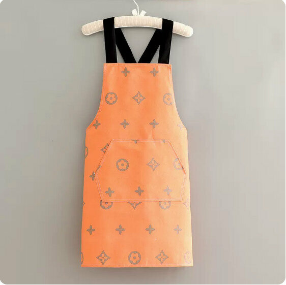 New Fashion Apron [Pure Cotton Canvas Cross Broadband Big Brand Orange] [Specification: 95*70CM]