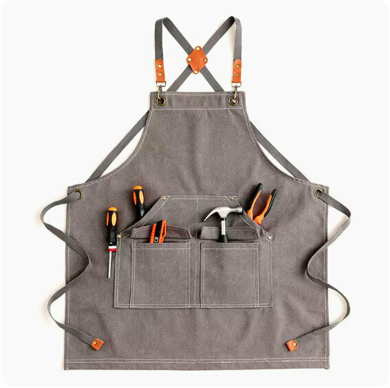 New apron [water-repellent canvas washed cross T-pocket dark gray] [specifications: 69*75CM]