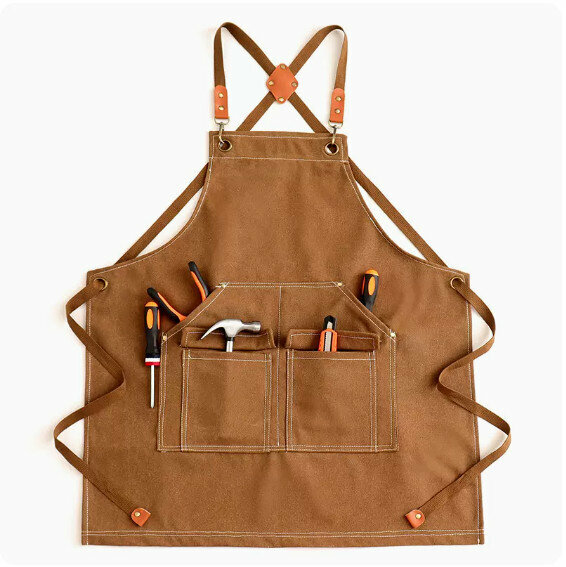 New apron [repellent canvas washed cross T-pocket camel color] [Specification: 69*75CM]