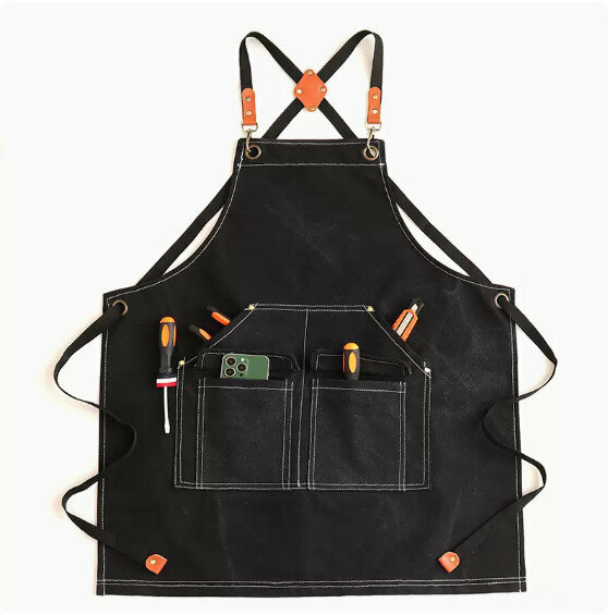 New apron [water-repellent canvas washed cross T-pocket black] [specifications: 69*75CM]