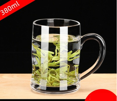 新款（4只）帶把手玻璃水杯茶杯啤酒杯(規格:380ML（加厚）慕尼克 開水直入）