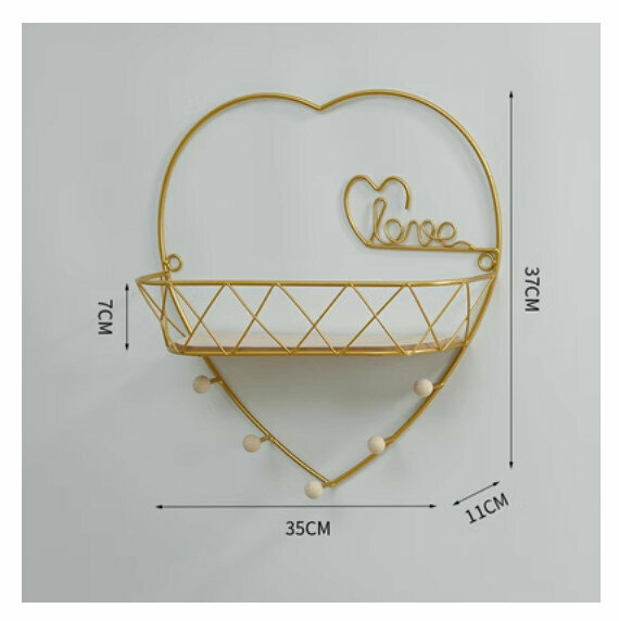 New wall-mounted decorative shelf [golden large heart]