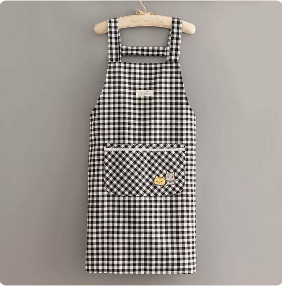 New apron [Pure cotton double layer waterproof cat and puppy carrier black grid] [Specification: 80*70CM]