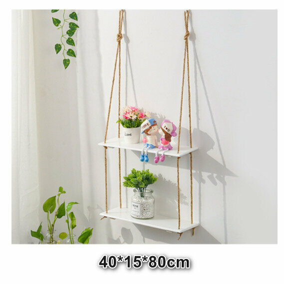 New wall-mounted decorative shelf [white two-story medium size]
