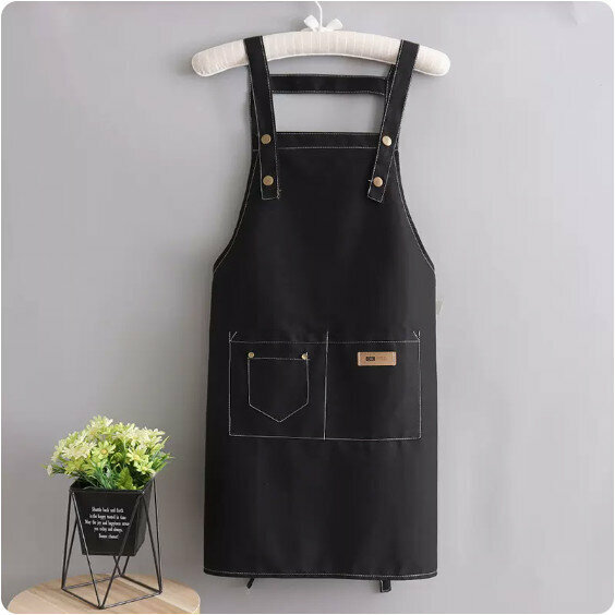 New fashionable and simple apron [pure cotton canvas strap black] [specification: 70*70CM]