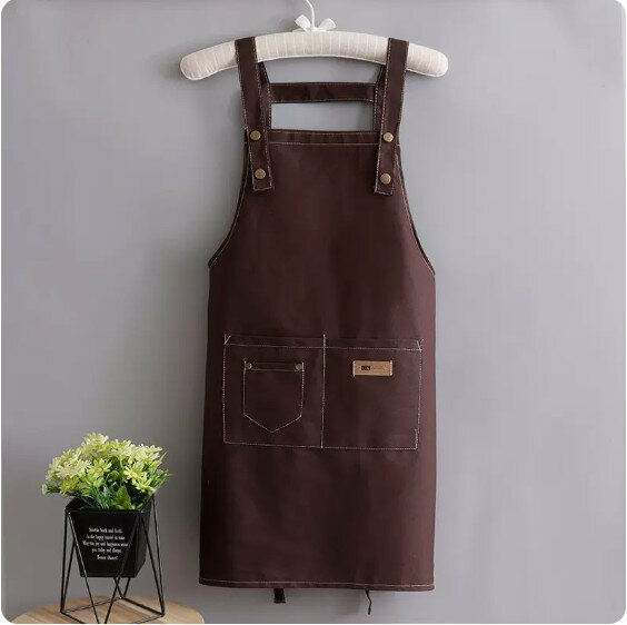 New fashionable and simple apron [pure cotton canvas strap brown] [specification: 70*70CM]
