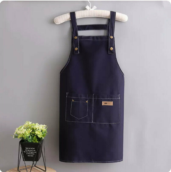 New fashionable and simple apron [pure cotton canvas strap blue] [specification: 70*70CM]