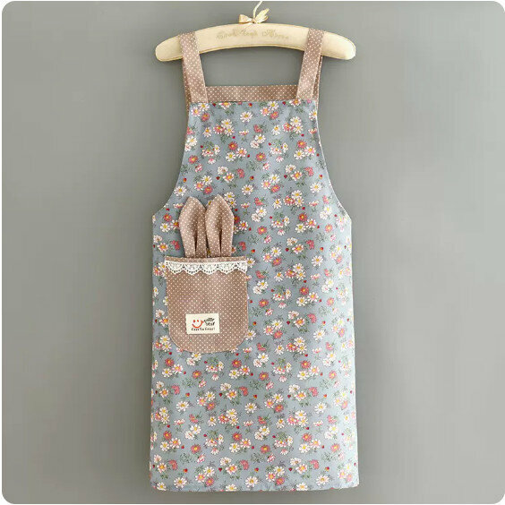 Hot Selling Apron [Canvas Floral Strap Rabbit Ears Blue] [Specification: 70*68CM]