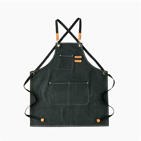 Hot selling apron [Children 100-140cm washed thick canvas cross black] [Specification: 45*55CM]