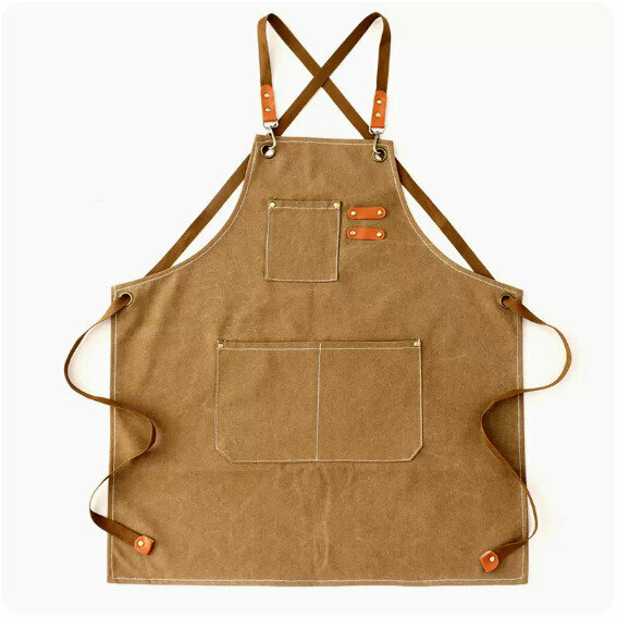 Hot Selling Apron [Washed Thick Canvas Cross Adult Coffee] [Specification: 74*68CM]