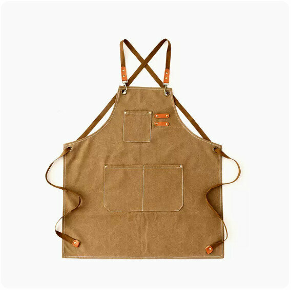 Hot Selling Apron [Children 100-140cm Washed Thick Canvas Cross Coffee] [Specification: 45*55CM]