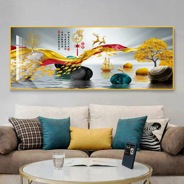 熱賣客廳裝飾掛畫【R一帆風順 金色框】尺寸【120*50cm晶瓷面】