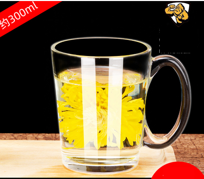 熱賣（6只）帶把手玻璃水杯茶杯啤酒杯(規格:300ML（鋼化）紮馬克杯 防摔升級耐熱120°）