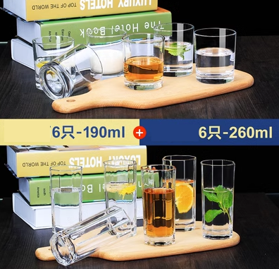 熱賣家用套裝水杯啤酒杯(規格:6只矮圓杯+6只高八角 套裝）