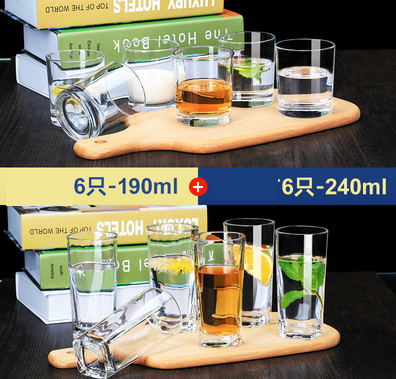 熱賣家用套裝水杯啤酒杯(規格:6只矮圓杯+6只高四方套裝）