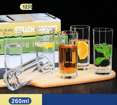 熱賣家用套裝水杯啤酒杯(規格:6只高八角+6只高八角 套裝）