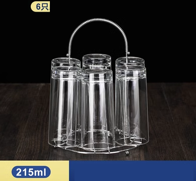 熱賣家用套裝水杯啤酒杯(規格: 6只215ml高圓杯+杯架 套裝）