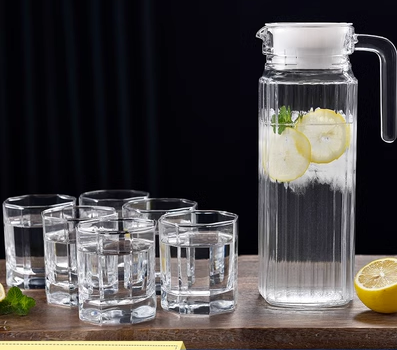 Hot Selling Transparent Juice Cup (Specifications: 1.1L vertical jug + 6 180ml short octagonal cups)