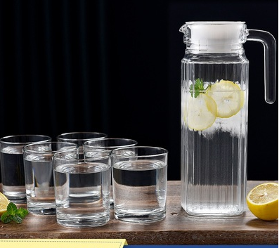 Hot Selling Transparent Juice Cup (Specifications: 1.1L vertical jug + 6 190ml short round cups)