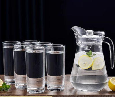 Hot Selling Transparent Juice Cup (Specifications: 1.3L duckbill pot + 6 215ml tall round cups)