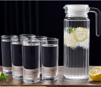 Hot Selling Transparent Juice Cup (Specifications: 1.1L vertical jug + 6 215ml tall round cups)