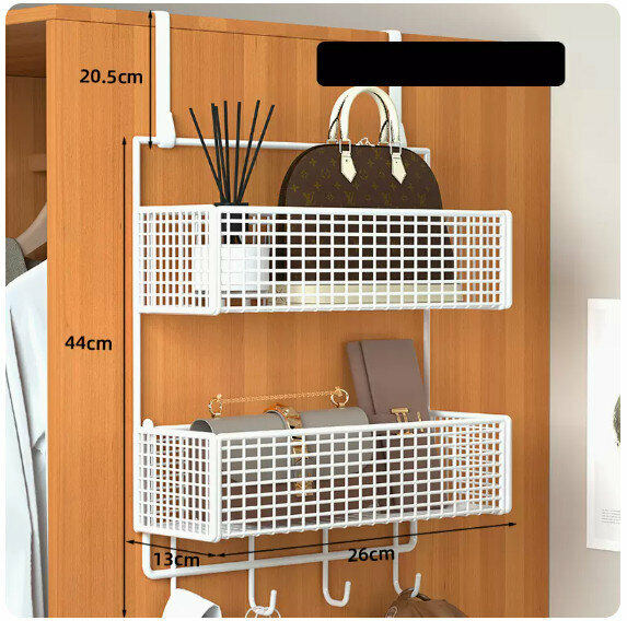 Hot selling wall-mounted storage rack [white double-layer small_ hook [cabinet side style]]