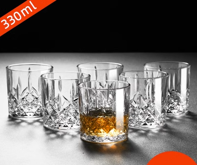 爆款玻璃啤酒杯威士卡烈酒杯水杯(規格: 6只裝330ml【矮款】 星鉆杯）
