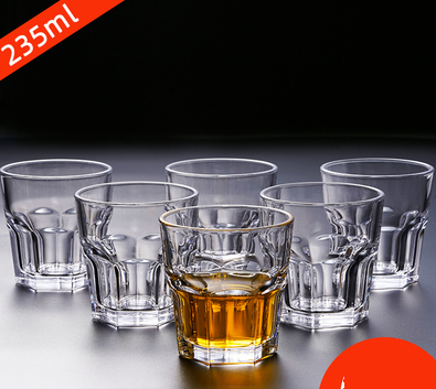 爆款玻璃啤酒杯威士卡烈酒杯水杯(規格: 6只裝235ml【矮款】鋼化 棱角杯）