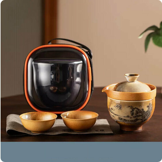 Popular outdoor portable tea set ("Shan Pavilion Water Pavilion" quick cup-travel bag)