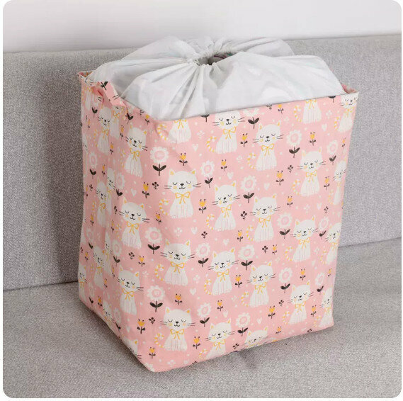 Popular fabric storage basket storage basket dirty clothes basket laundry basket [pink kitten] [40cm*30cm*35cm]