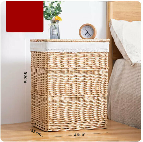 New fabric rattan storage basket shelf storage rack [natural color pure cloth lined large size]