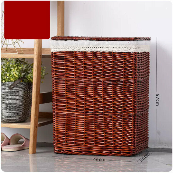 New fabric rattan storage basket shelf storage rack [natural color rose lined extra large]