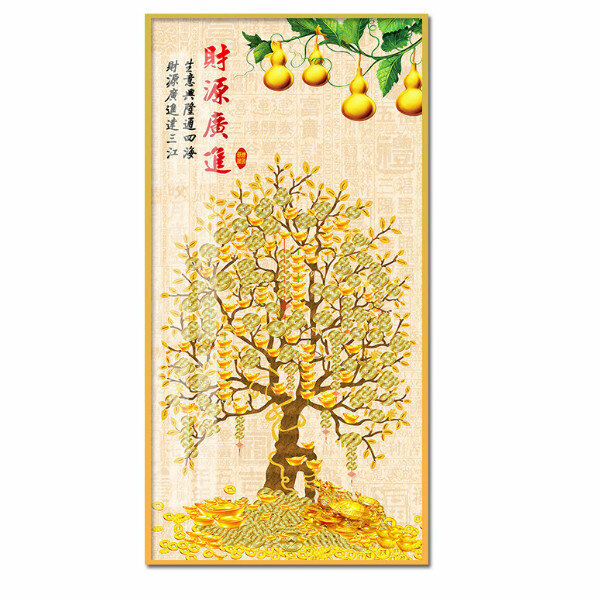 新款中式玄關裝飾畫【金龜搖錢（金色框）】尺寸【寬70*高140（推薦玄關牆面90cm以上）晶瓷面】
