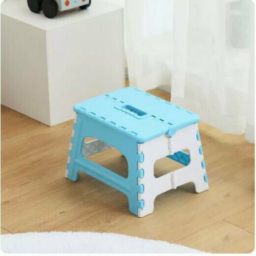 New plastic household folding stool (medium blue)