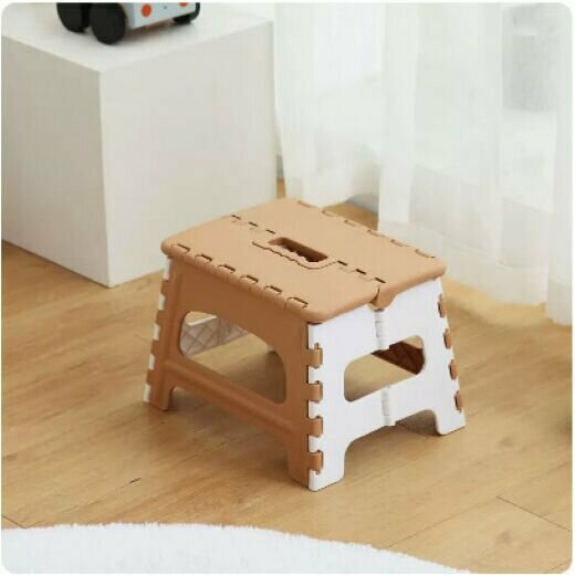 New plastic household folding stool (medium khaki)