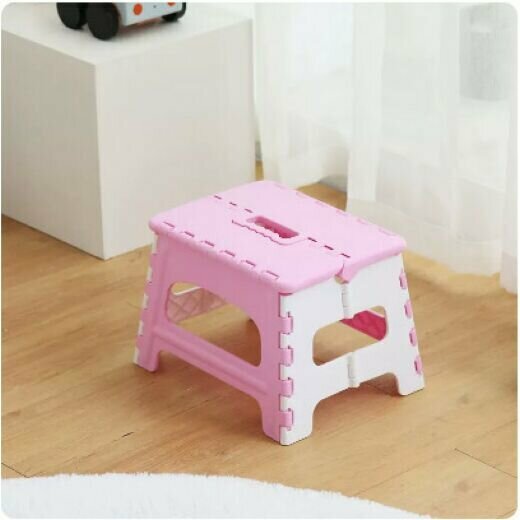 New plastic household folding stool (medium pink)