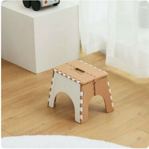 New plastic household folding stool (small khaki color)