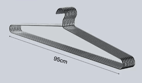 新款(5個裝)實心不銹鋼晾衣架(尺寸:長95CM，直徑6.2MM)